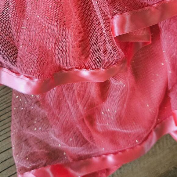 Little Lass Peach and White Stripe and Tulle Short Sleeve Dress sz 24M - Picture 4 of 5